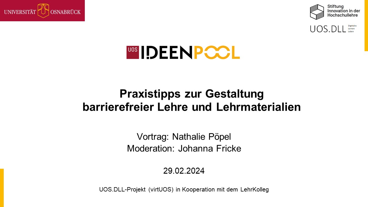 Read more about the article Barrierefreie Lehre: Praxistipps im Ideenpool-Vortragsvideo